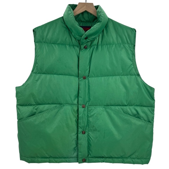 Vintage Puffer Vest Grass Green Down Designs Lacrosse Wisconsin | Men's Large - Picture 1 of 6